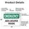 Signmission AED Located Inside, 14 in W x Rectangle, Aluminum OS-2PACK-EM-A-1014-L-10288 - alternate 4